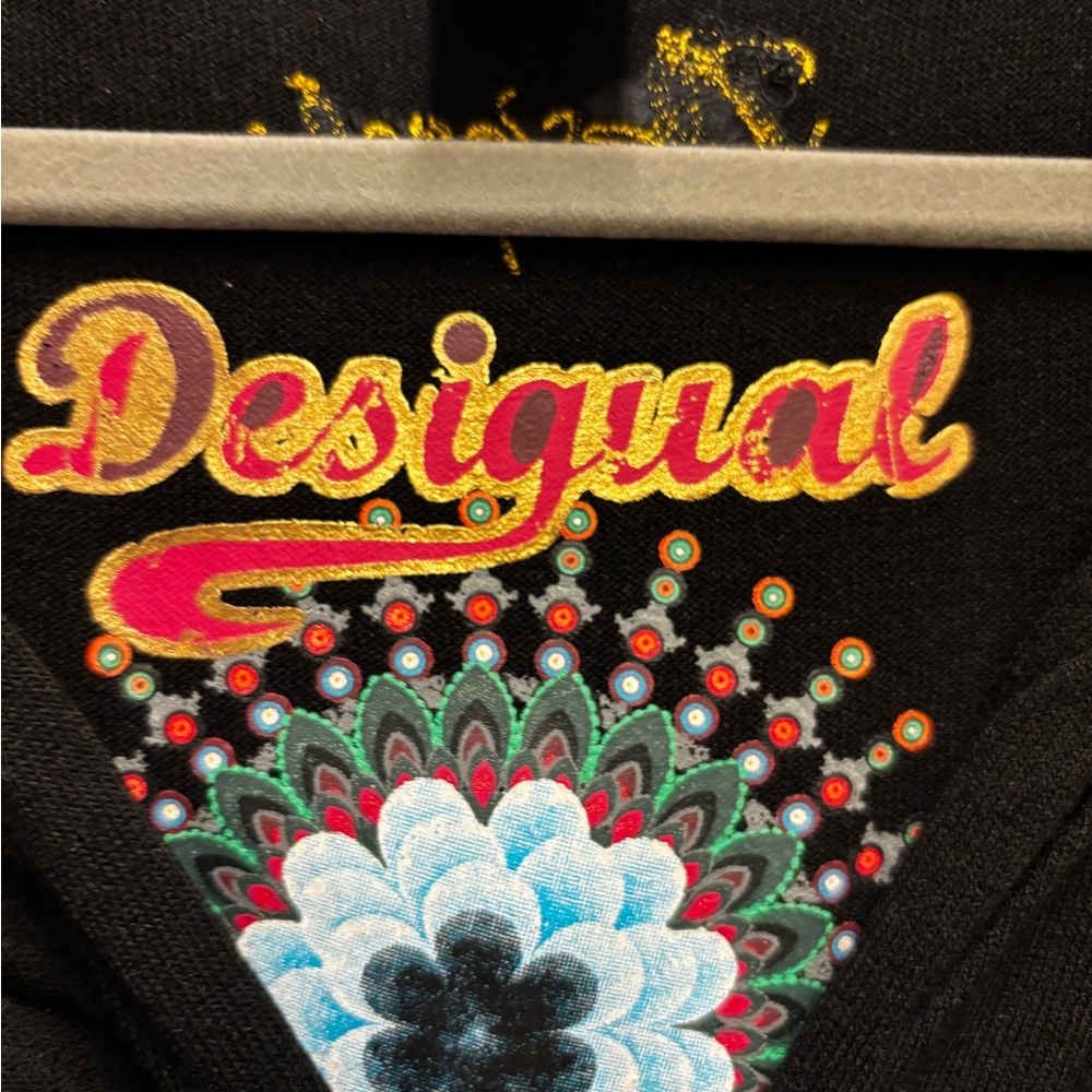 Desigual Black Top with Multicolor Floral Design - Picture 2 of 4